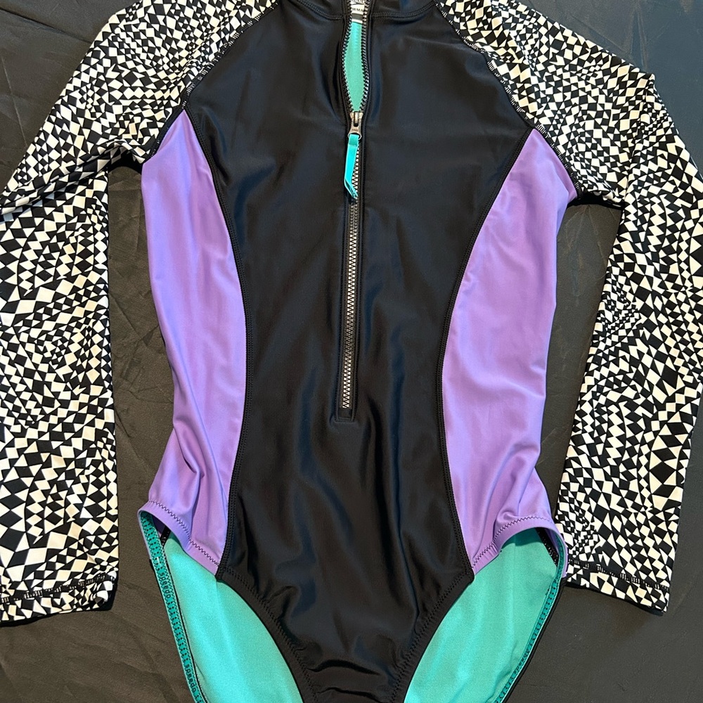 Speedo women’s Rashguard - Black, Purple, and Green